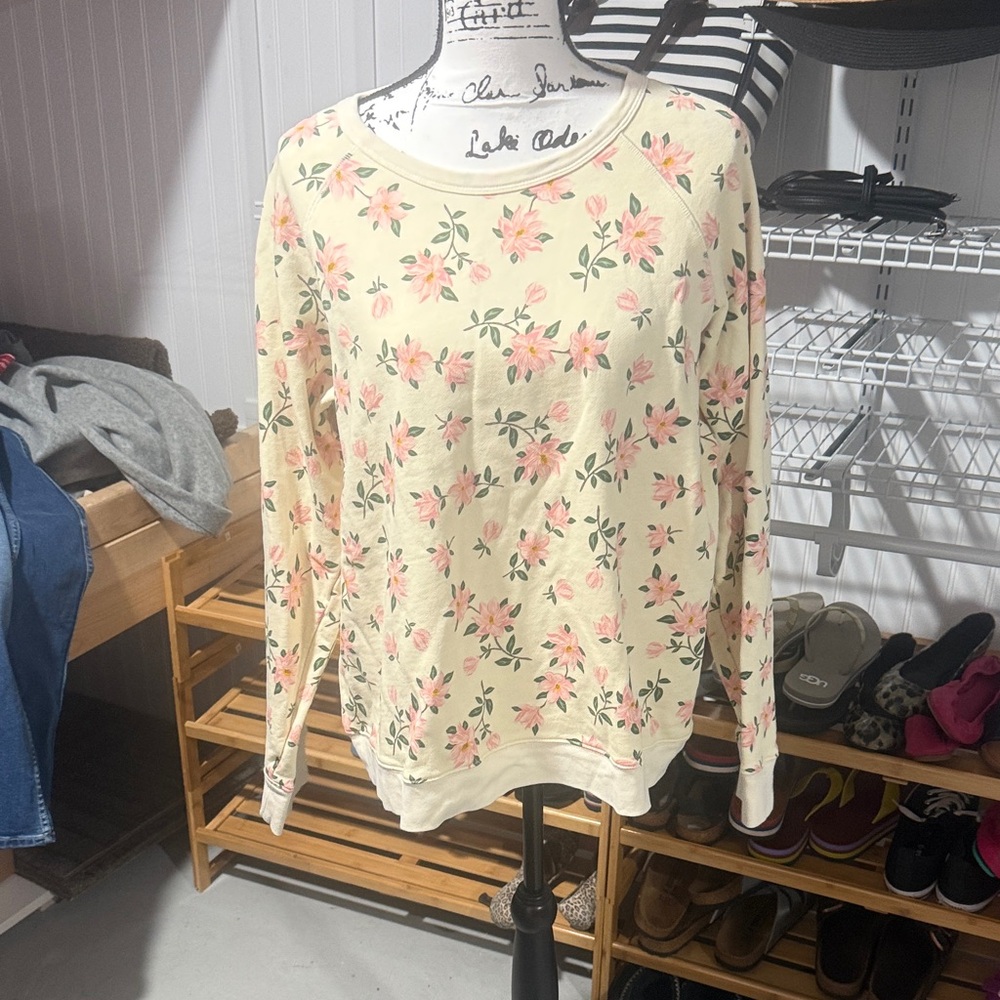 Draper James Cream Floral Long-Sleeve Sweatshirt